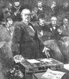 Sir William Harcourt announcing the resignation of Lord Rosebery's government, 1895 (1901). Creator: Unknown