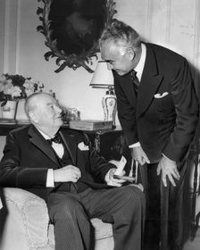 Sir Winston Churchill (1874-1965) with Elihu Elath, Israeli ambassador. Creator: Unknown