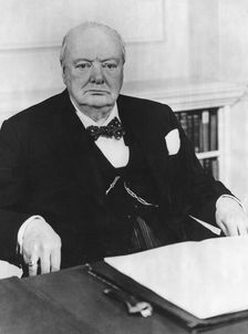 Sir Winston Churchill (1874-1965) celebrates his 80th birthday in 10 Downing Street, 1954. Creator: Unknown