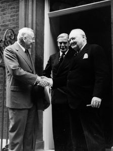 Sir Winston Churchill (1874-1965), John Foster Dulles (US Sec of State), Anthony Eden, c1952. Creator: Unknown