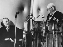 Sir Winston Churchill making a speech, Aachen, Germany, 1956. Creator: Unknown