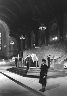 Sir Winston Churchill lying in state, Westminster Hall, London, January 1965. Creator: Unknown