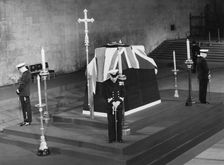 Sir Winston Churchill lying in state, Westminster Hall, London, January 1965. Creator: Unknown