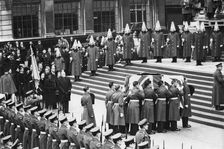 Sir Winston Churchill's coffin arrives at St Paul's Cathedral, 30th January 1965. Creator: Unknown