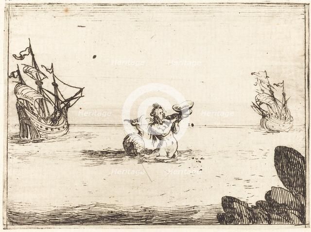 Siren between Two Ships, 1628. Creator: Jacques Callot.