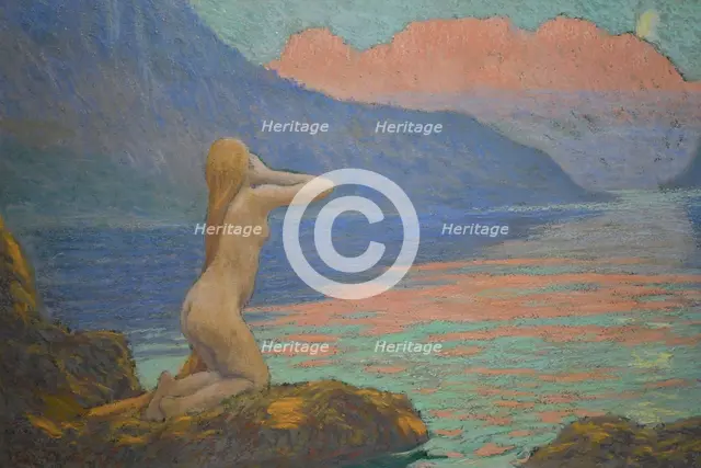 Sirène renversée soufflant dans une conque. Creator: Auburtin, Jean Francis (1866-1930).