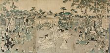 Sisters Avenging their Father's Death (from Kabuki Play Shiraishi'), between c1820 and c1830. Creator: Ikeda Eisen