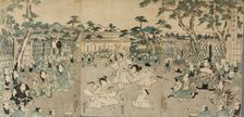 Sisters Avenging their Father's Death (from Kabuki Play Shiraishi'), between c1820 and c1830. Creator: Ikeda Eisen