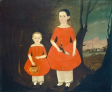Sisters in Red, c. 1840/1850. Creator: Sturtevant J. Hamblin