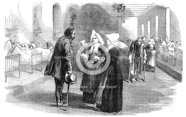 Sisters of Charity (St. Benoit), in the new Hospital, at Pera, 1854. Creator: Unknown.