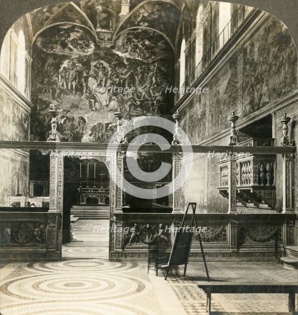 'Sistine Chapel in the Vatican where the Pope is crowned, Rome, Italy', c1909. Creator: Unknown.