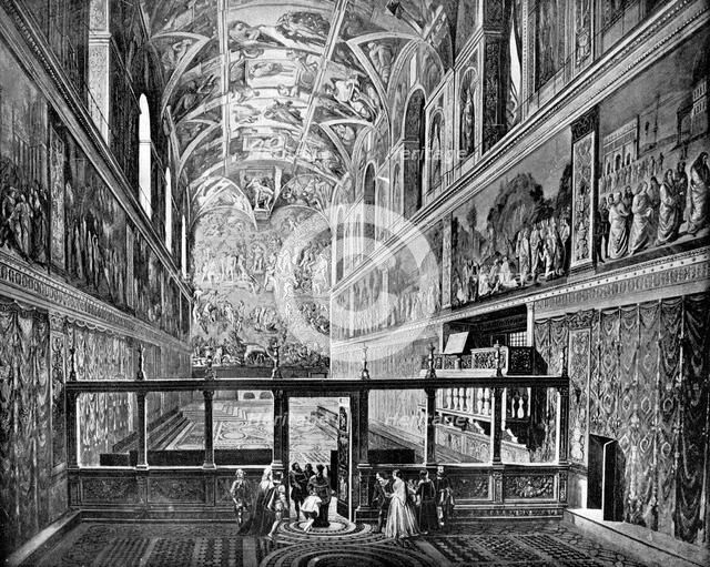 Sistine Chapel, Vatican, Rome, 1893.Artist: John L Stoddard