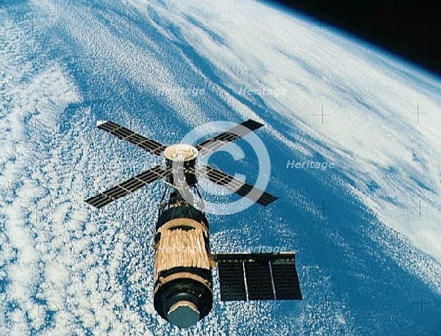 Skylab orbiting the Earth, 1970s.  Creator: NASA.
