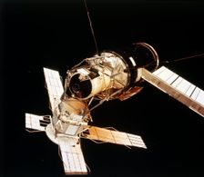 Skylab Space Station cluster seen from Command Module 3, 1973. Creator: NASA