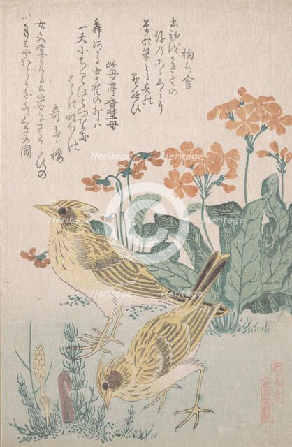 Skylarks and Primroses..., ca. 1805-10. Creator: Kubo Shunman.