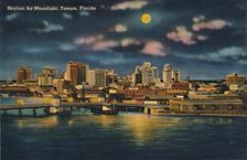 Skyline by Moonlight, Tampa, Florida c1940s