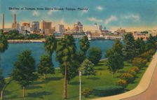 Skyline of Tampa, from Davis Island, Tampa, Florida c1940s