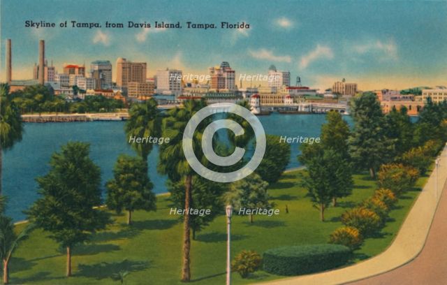 'Skyline of Tampa, from Davis Island, Tampa, Florida', c1940s. Artist: Unknown.