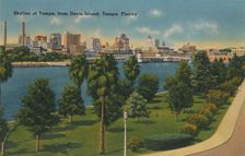 Skyline of Tampa, from Davis Island, Tampa, Florida c1940s