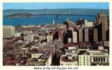 Skyline of the city and the Bay From Nob Hill, San Francisco, California, USA, 1957