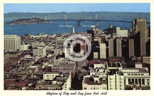 Skyline of the city and the Bay From Nob Hill, San Francisco, California, USA, 1957. Artist: Unknown