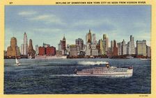 Skyline of downtown New York City as seen from Hudson River, New York, USA, 1933