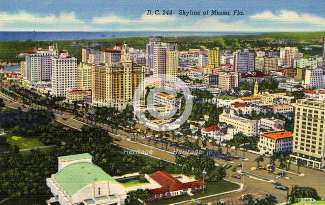 Skyline of Miami, Florida, USA, 1946. Artist: Unknown