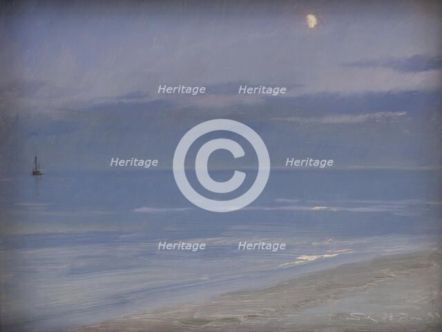 Skagen Beach in Moonlight, 1899. Creator: Peder Severin Kroyer.