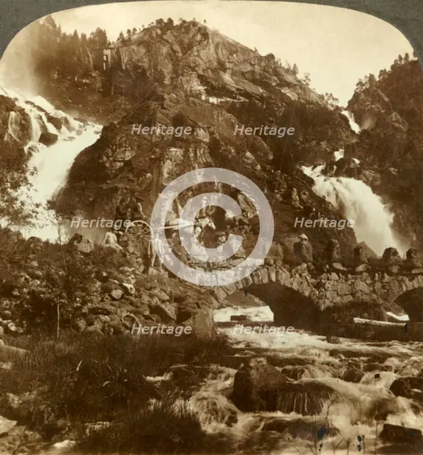 'Skarafos and Lotefos leaping over rocks, Western Norway', c1905. Creator: Unknown.