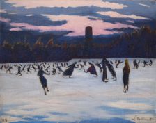Skaters at Marie-Henriette Park, Ostend, 1924. Creator: Spilliaert, Léon (1881-1946)