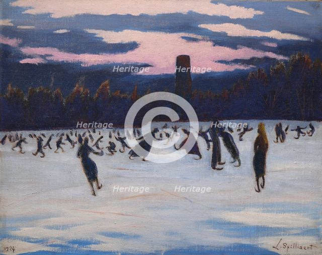 Skaters at Marie-Henriette Park, Ostend, 1924. Creator: Spilliaert, Léon (1881-1946).