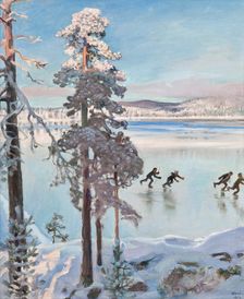 Skaters near the shore of Kalela, 1896