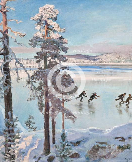 Skaters near the shore of Kalela, 1896.
