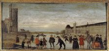 Skaters on the Seine in 1608, c1608. Creator: Unknown