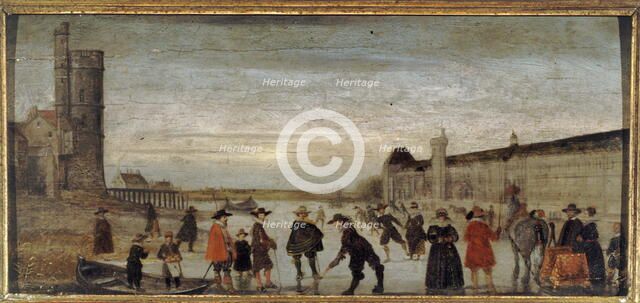 Skaters on the Seine in 1608, c1608. Creator: Unknown.