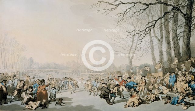 'Skaters on the Serpentine', 1784. Creator: Thomas Rowlandson.