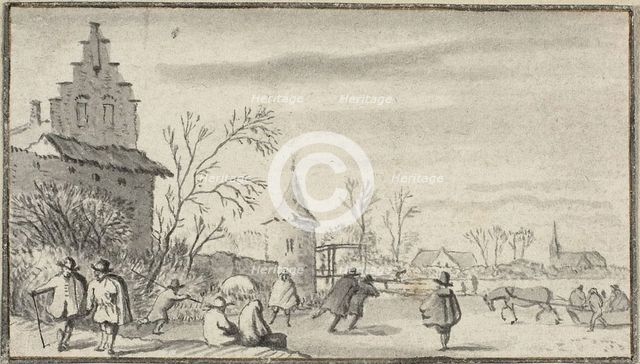 Skaters on Pond Outside Town, n.d. Creator: Allart van Everdingen.