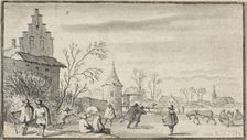 Skaters on Pond Outside Town, n.d. Creator: Allart van Everdingen
