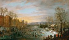 Skating in the town-moat of Brussels, 1649