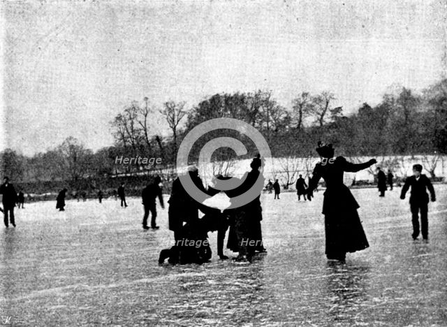 Skating in London: Highgate Ponds, 1895.  Creator: Russell & Sons.