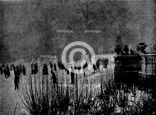 Skating in London: The Serpentine, 1895.  Creator: Russell & Sons.
