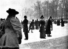 Skating in London: The Serpentine, 1895. Creator: Russell & Sons