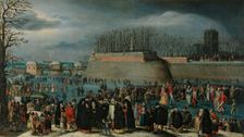 Skating Masquerade, or Carnival on Ice at the Kipdorppoort Moats in Antwerp, c1620. Creator: Denys van Alsloot