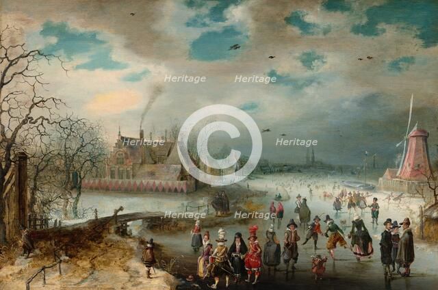 Skating on the Frozen Amstel River, 1611. Creator: Adam van Breen.