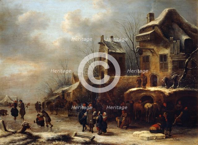 'Skating Rink on a River', 1665. Creator: Klaes Molenaer.