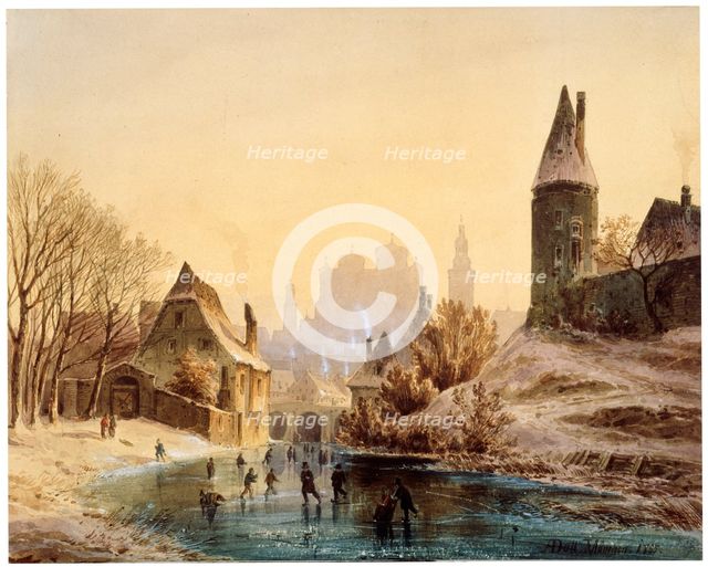'Skating Rink on a River', 1855.  Artist: Anton Doll