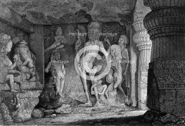 'Skeleton Group in the Rameswur, Caves of Ellora', 1834. Creator: George Cattermole.