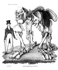 Skeleton of Megatherium, extinct giant ground sloth, 1823. Creator: Unknown