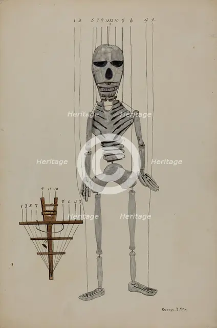 Skeleton Marionette, c. 1936. Creator: George File.