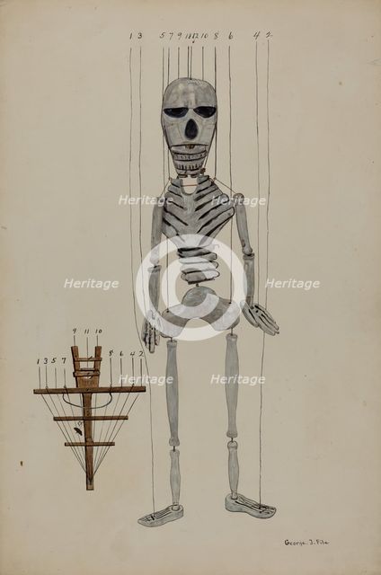 Skeleton Marionette, c. 1936. Creator: George File.